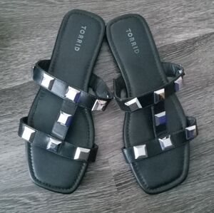 Torrid Black Sandals with Silver Accents